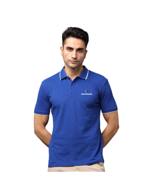 Greys & Blues Pima Polo T-Shirt - Royal Blue With White Tipping